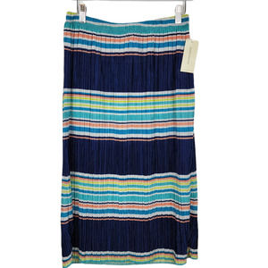 NWT John Paul Richard Striped Plisse Midi Skirt - Size S